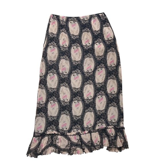 Vintage silk midi skirt size 6 cameo Victorian cottagecore Y2K prairie regency - Picture 2 of 8